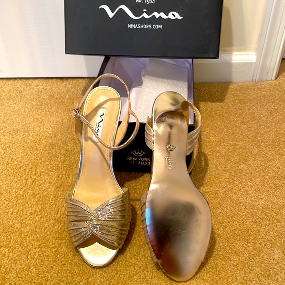 Gold metallic dress sandals size 10